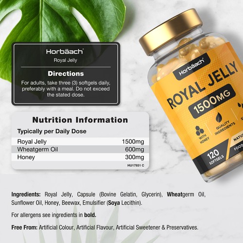 Royal Jelly Capsules 1500mg | 120 Count | Naturally Sourced | By Horbaach - Picture 3 of 8