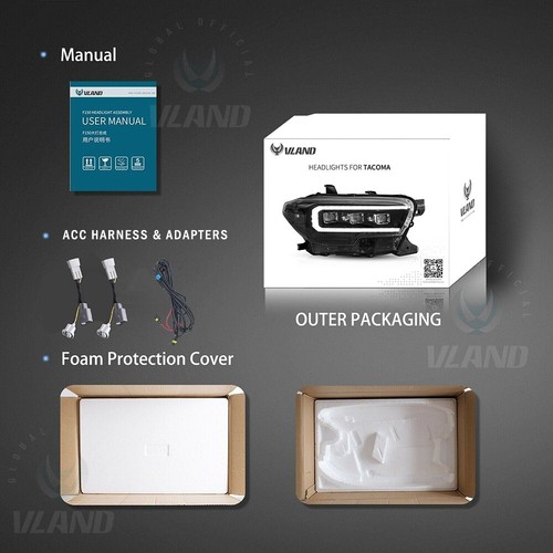 2X Projector Headlights LED DRL W/Startup Animation For 2016-2023 Toyota Tacoma - Picture 10 of 13