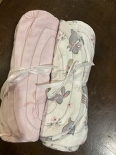 Baby Infant Burp Cloths Gray Bunnies/Pink Bows Large Homemade Set/4 Flannel