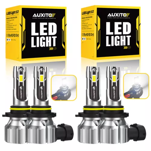 4X AUXITO 9005 9006 LED Headlight Kit Bulbs High Low Beam White 80000LM EOA