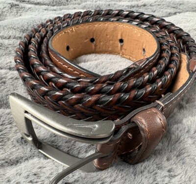 Nike Golf Men's Brown Leather Braided Woven Belt Size 36 Item