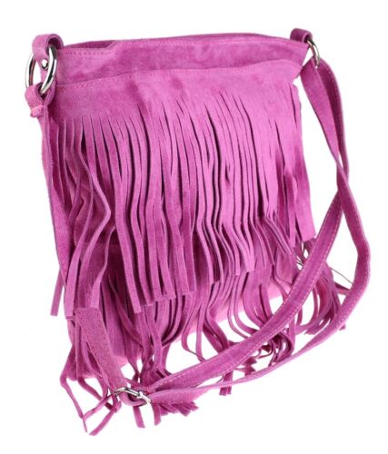 Large Genuine Suede Vera Pelle Shoulder Bag Crossbody Designer Slouch Fringe - Picture 22 of 112