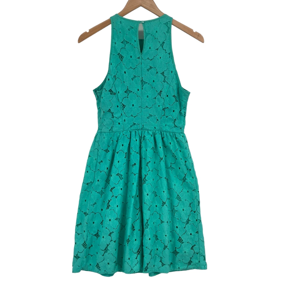 Vestido LC Lauren Conrad Fit & Flare para mujer talla 6 verde encaje floral cremallera lateral Foto 2 de 4