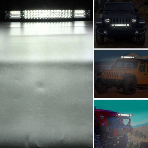 16~42inch LED Light Bar Spot Flood Tri-Row Work Light For Truck Off-road Pickup - Foto 10 di 12
