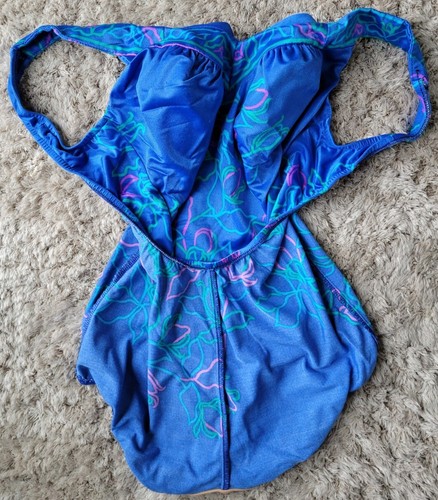 Traje de baño vintage azul de una pieza Maxine of Hollywood con diseño floral talla 12 - Imagen 16 de 17