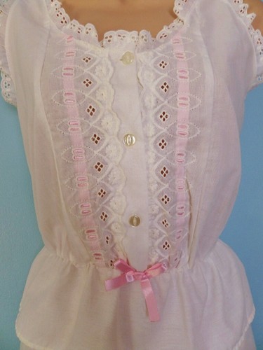 N12 BHS WEISS VIKTORIANISCHER STIL BRODERIE ANGLAISE CAMI HÖSCHEN SET M 34/36" NEU OHNE ETIKETT - Bild 3 von 13