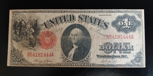 FR#36 1917 1 $ GESETZLICHES ZAHLUNGSMITTEL SCHEIN TEEHEE-BURKE GROSSE GRÖSSE NOTE KLEINES ROTES SIEGEL