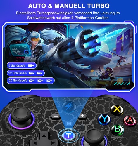Kabelloser Bluetooth Pro Controller Gamepad für Switch OLED/Lite,PC,iOS,Android - Bild 6 von 8