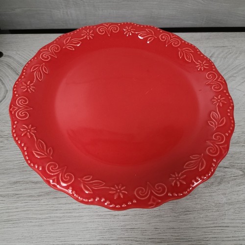 Plato de ensalada de gres Pioneer Woman TONI rojo 8,5" nuevo con etiquetas cocina  - Imagen 1 de 4