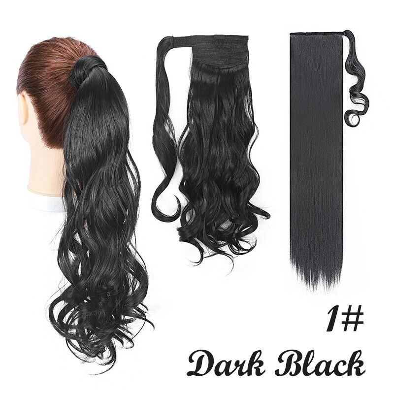 Long Thick Wrap On Ponytail Real As Human Clip In Hair Extensions Pony Tail US - Picture 15 of 74