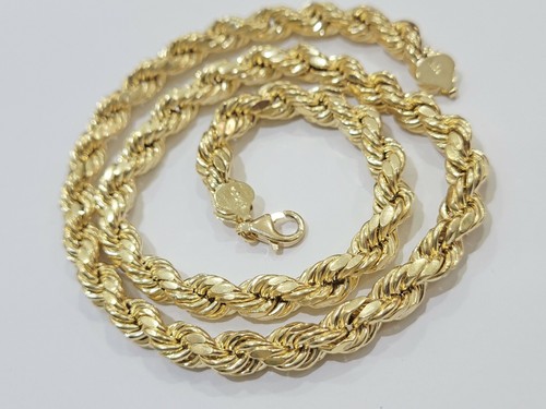 Real 10k Yellow Gold Rope Necklace 8mm 24" Inch Thick Chain diamond cut 10KT - Picture 3 of 7