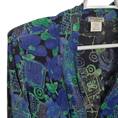 Vikki Vi Ve Ve Collection Sz 1X Jacket Open Cardigan Slinky Stretch Floral Print - Picture 6 of 8