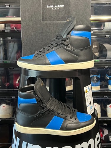 YSL SAINT LAURENT COURT CLASSIC SL/10H LEATHER SNEAKERS MENS SIZE 42 Royal - Picture 1 of 17