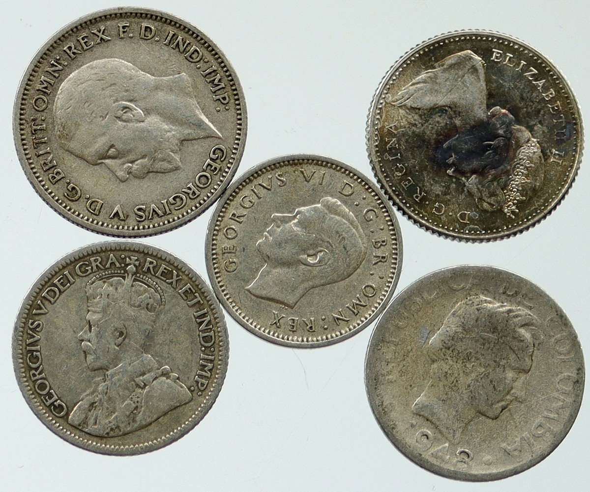 Lot of 5 Silver WORLD COINS Authentic Collection Vintage Group