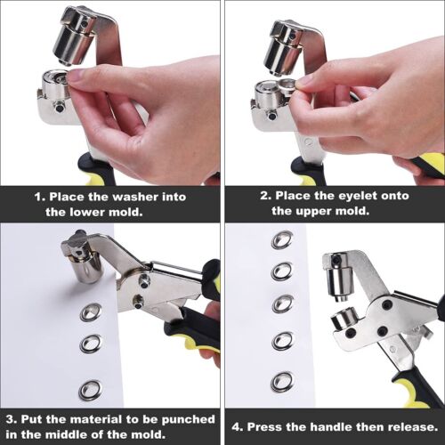 Grommet Tool Kit di Pinze per Fori Portatile da 3/8 Pollici 10mm Grommet - Foto 4 di 7