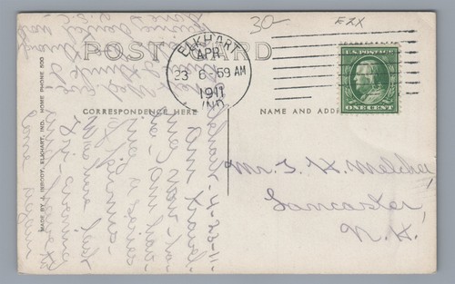 RPPC Trolleys Main Street ELKHART IN Indiana 1911 Inbody Real Photo Postcard - Picture 2 of 2