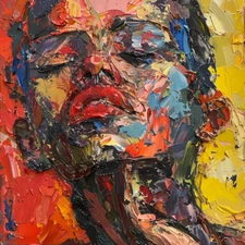 Expressionist Face Canvas Print | Stretched & Ready to Hang | 30x30 & Sizes | UK