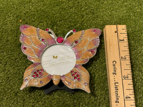NWT PAPYRUS PAPER DESTINY 2" X 2" PINK JEWELED ENAMELED BUTTERFLY PHOTO FRAME - Picture 3 of 5