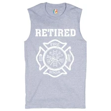 Retired Firefighter Badge Muscle Shirt Fire and Rescue Fire Department Men's