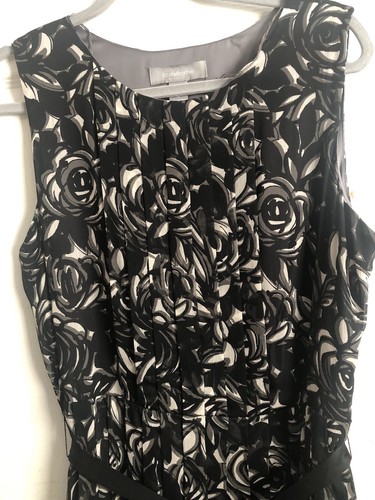 Vestido midi forrado plisado cuello redondo pulóver negro Liz Claiborne para mujer talla 14. - Imagen 9 de 13