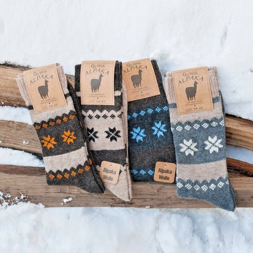 Alpaca Thermal Wool Socks for Women and Men - 2 PAIRS - Thick Knitted - Picture 5 of 84
