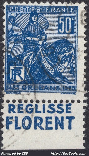 FRANCE N° 257 AVEC BANDELETTE REGLISSE FLORENT AVEC OBLITERATION  - Picture 1 of 2