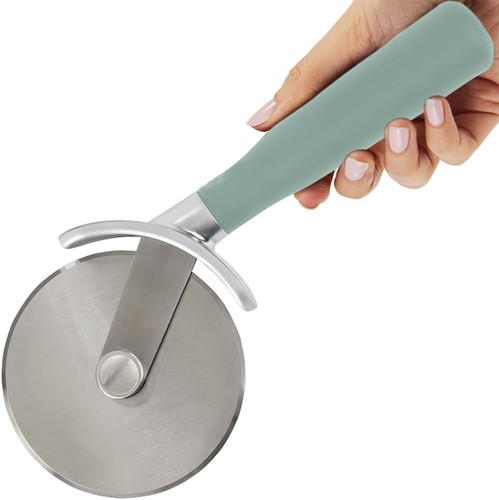 Rueda cortadora de pizza con agarre - Hoja de acero inoxidable de 9", protector para pulgar, mango antideslizante - Imagen 21 de 30
