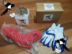 Magpie Magnets 422kg Pull Force Neodymium Fishing Magnet 15m rope and gloves