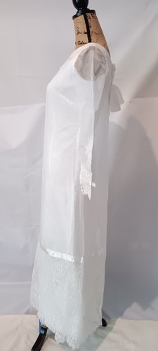 1970s Edwardian style white bridal formal wedding gown shift dress size 8 small - Picture 3 of 9