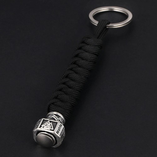Keychain Viking Rune Amulet Car Key Chain Survival Braided Rope Men Wolf Head - Picture 13 of 16