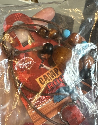 Disney Camp Rock Necklace Leather Cord Wooden Beads