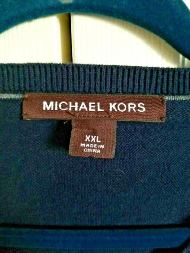Michael Kors Men's 2X Navy Blue V-Neck Grandpa Sweater SZ XXL 100% Cotton - Picture 2 of 4