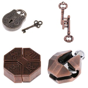 8x Chinese Lock Puzzles Metal Brain Teaser Iq Test Toys For Adults