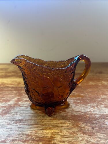 Tiara Indiana Glass Burnt Honey Sweet Pear Avocado Creamer Pitcher - Picture 2 of 6