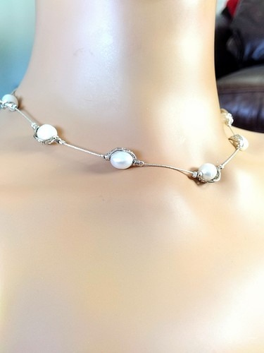SHABLOOL DIDAE Baroque Freshwater Pearl Sterling 925 Necklace 18" 16.6g - Picture 4 of 14
