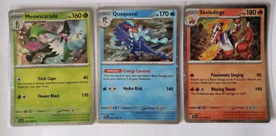 Pokemon Meowscarada Quaquaval Skeledirge Fall 2023 Tin Promo Cosmos Holo Foil NM