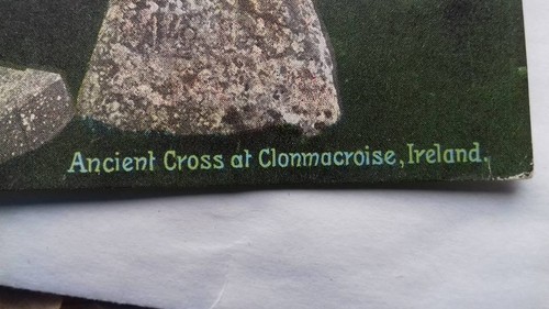 1909 colour postcard ancient cross Clonmacnoise Ireland 1900s Streatham antique - Picture 5 of 6