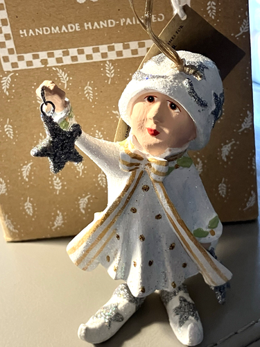 MacKenzie Childs Patience Brewster Moonbeam Comet’s Elf Ornament Handmade Painte