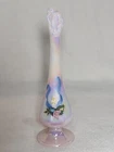 Vintage FENTON 8 inch  Tall Pink  Opalescent Swung Bud Vase Iridescent Signed