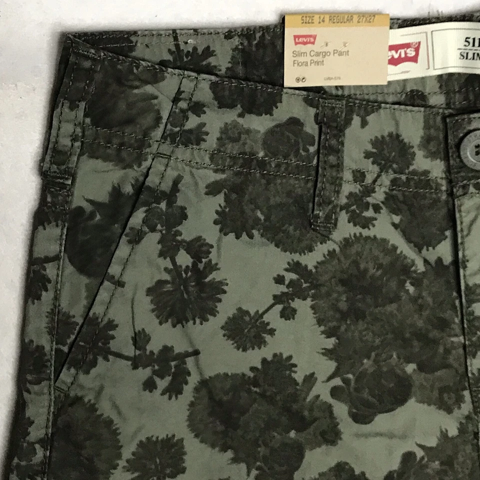 Levis Pants Kids 14 Regular 27X27 Green Flora 511 Slim Cargo Tapered Leg NWT - Image 3 of 4