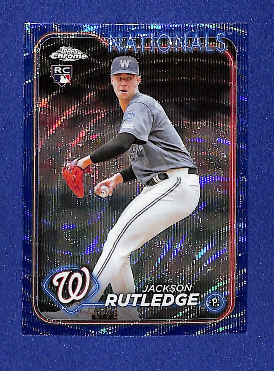 2024 Topps Chrome Jackson Rutledge /75 Blue Wave Refractor #42 RC Nationals