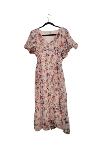 Vintage Laura Ashley Sz L Dress Pink Floral Cottage Core Prairie Ruffles Midi - Picture 2 of 15