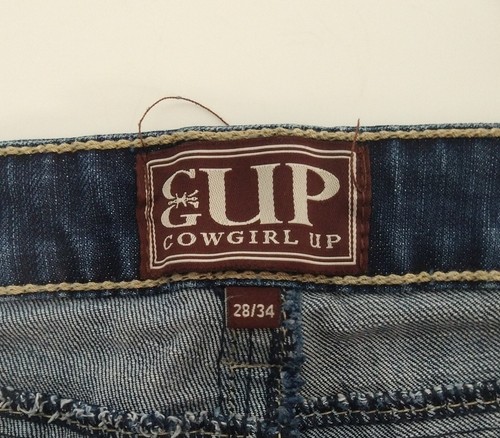 Cowgirl Up Denim Jeans Women's Sz 28/34 Heavy Stitching Western Jeans EUC - Picture 4 of 5