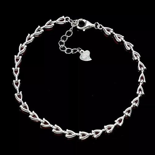 Silver Bracelet Ruby Genuine Natural Mined Gems Solid Sterling 6 7/8 to 8 Inch - Picture 15 of 24