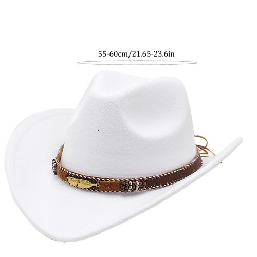 Cowboyhut Kuhkopf Accessoires Cowboyhut Monochromer Filzhut Männer und Frauen - Picture 10 of 14