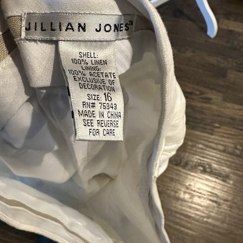 Jillian Jones Women Sz 16 Linen Dragonfly Embroidered Crop Pant Lined White - Picture 7 of 11
