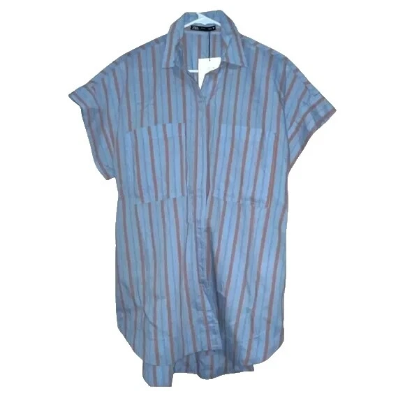 Zara 粘纤条纹上衣女