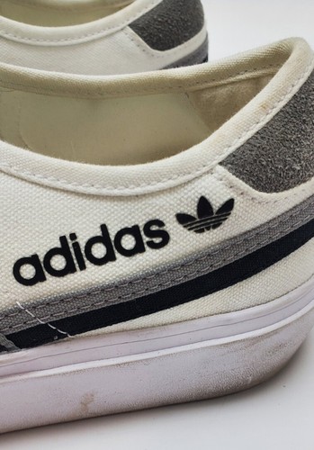 adidas Nizza Men's Size 8 White Canvas Sneakers Shoes LYV029001 3 black stripe - Picture 2 of 9