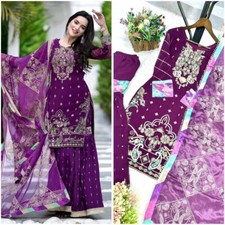 New Launching Faux Georgette Kurta Palazzo With Chinon Silk Dupatta For Women