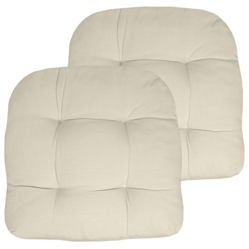 Sweet Home Collection Patio Cushions Tufted Chair Pads 19x19x5 Cream 2 Pack